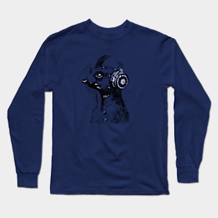 Grunge Meerkat Wearing Headphones  'Evolution?' Long Sleeve T-Shirt